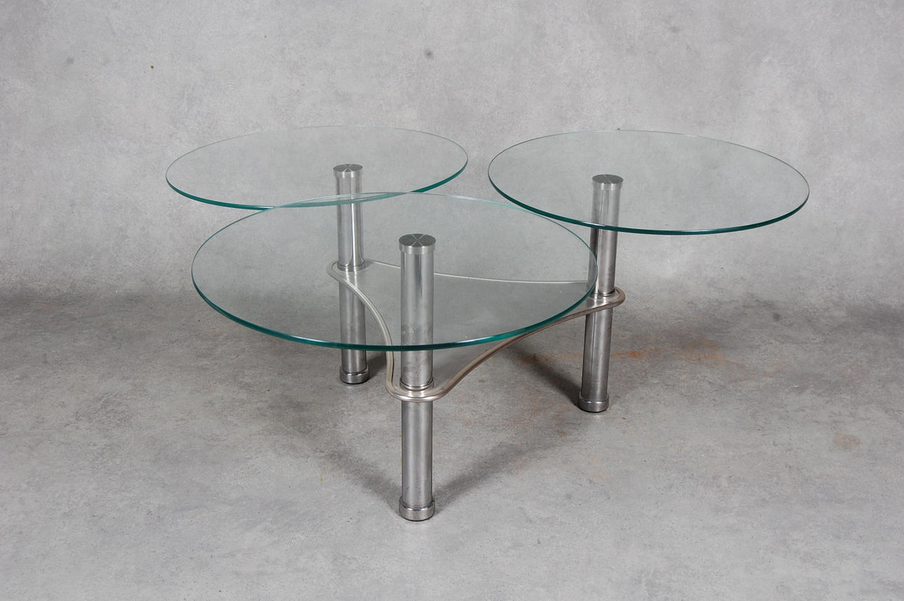 SOFFBORD, 3 st rörliga glasskivor, 1900-talets senare del.