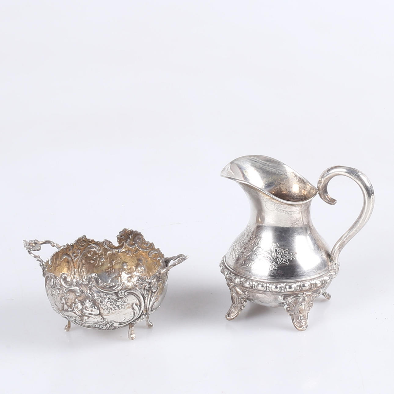 MILCHKANNE & ZUCKERDOSE, Silber.