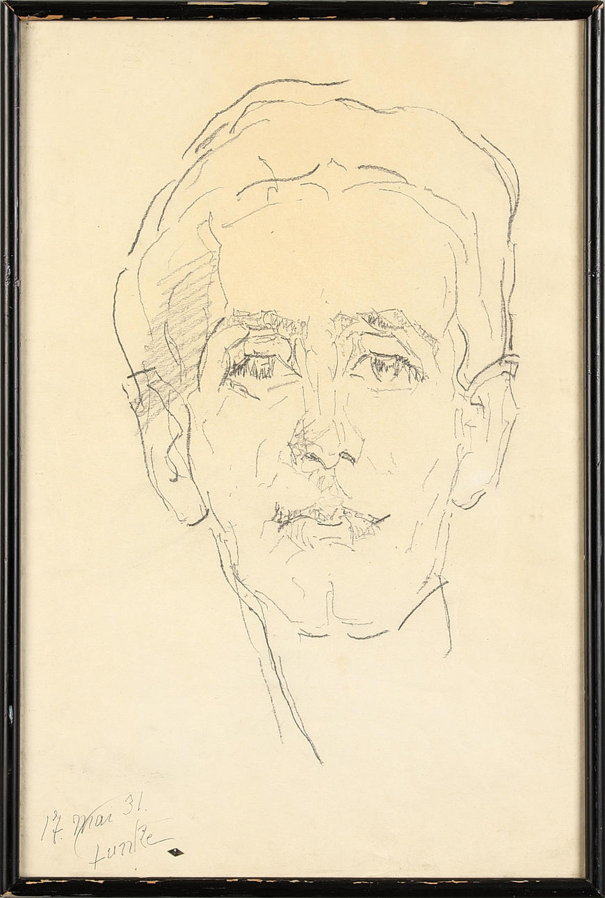 HELENE FUNKE (1869-1957). Man portrait, chalk.