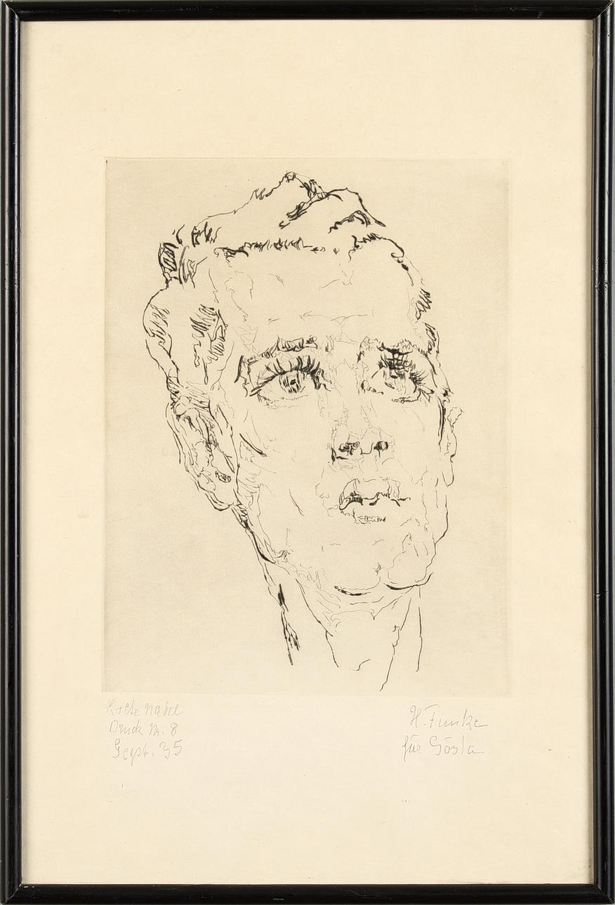 HELENE FUNKE (1869-1957). Female portrait, etching.