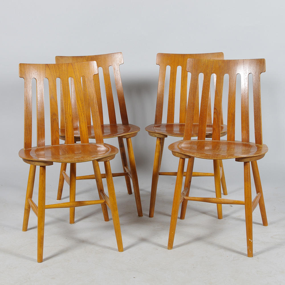 STOLAR, 4 stycken, teak/björk, 1950/1960-tal.