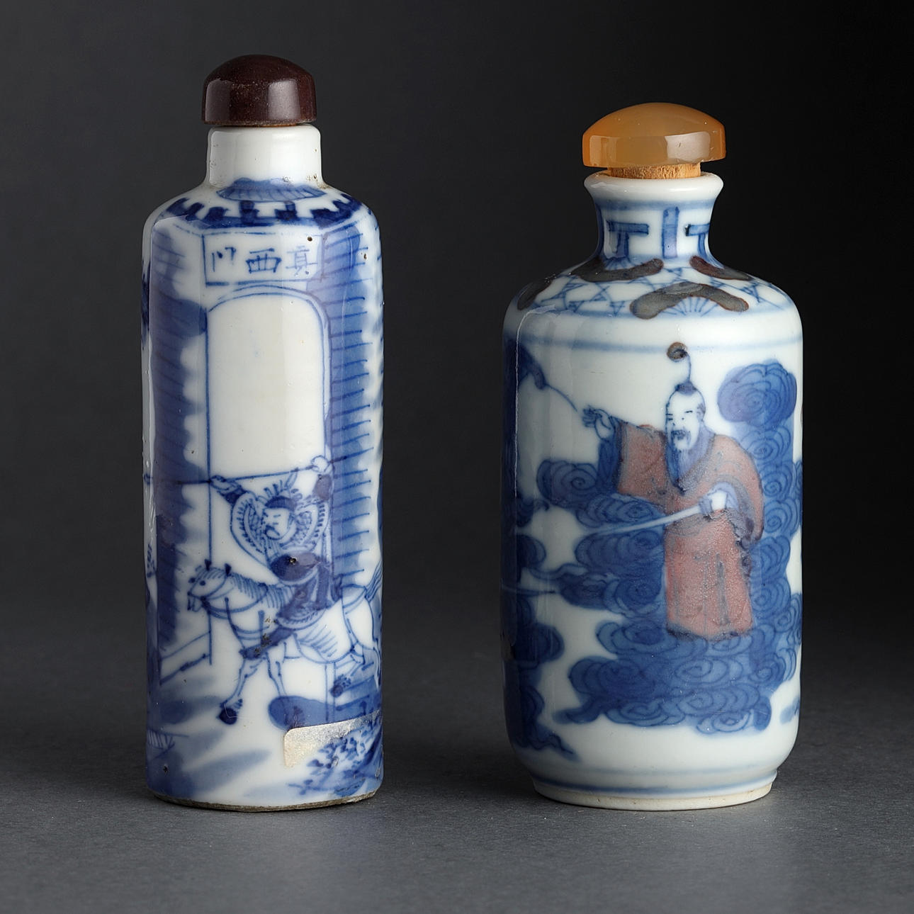 SNUSFLASKOR, 2 st., porslin, Kina, Qing, 1800-tal.