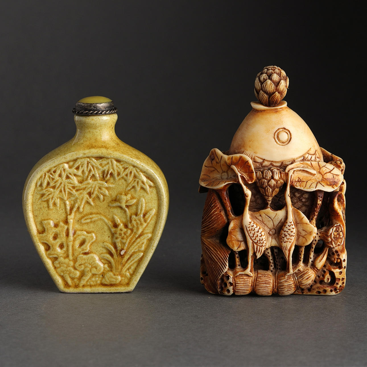 SNUSFLASKOR, 2 st., porslin, Kina, Qing, 18/1900-tal.