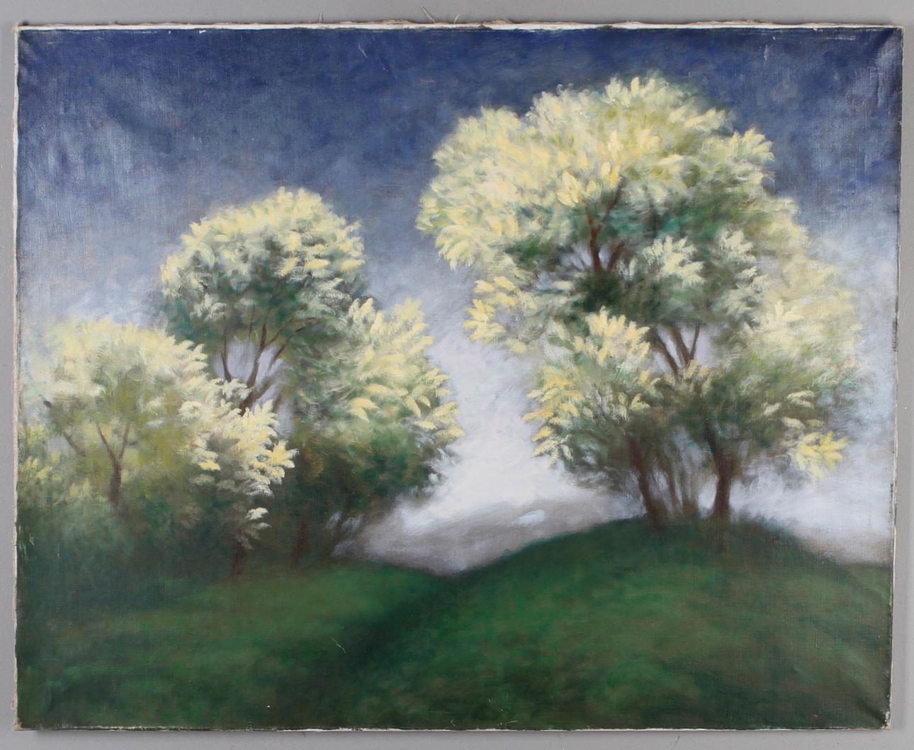 OIDENTIFIERAD KONSTNÄR. landskap, blandteknink, påskrift a tergo.