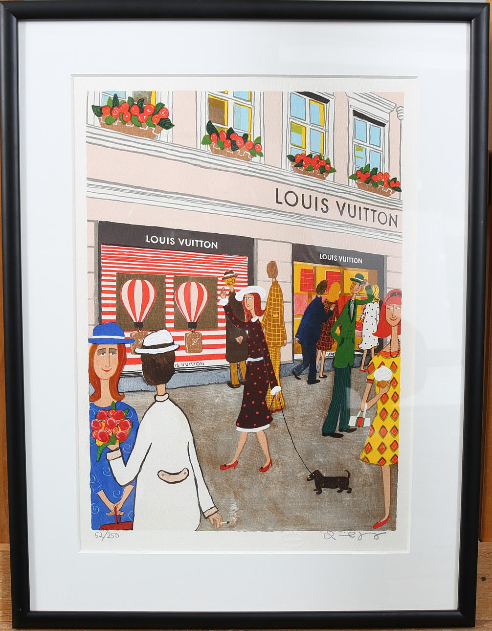 MARIKA LANG. Color lithograph, numbered 52/250, Loius Vuitton, signed.