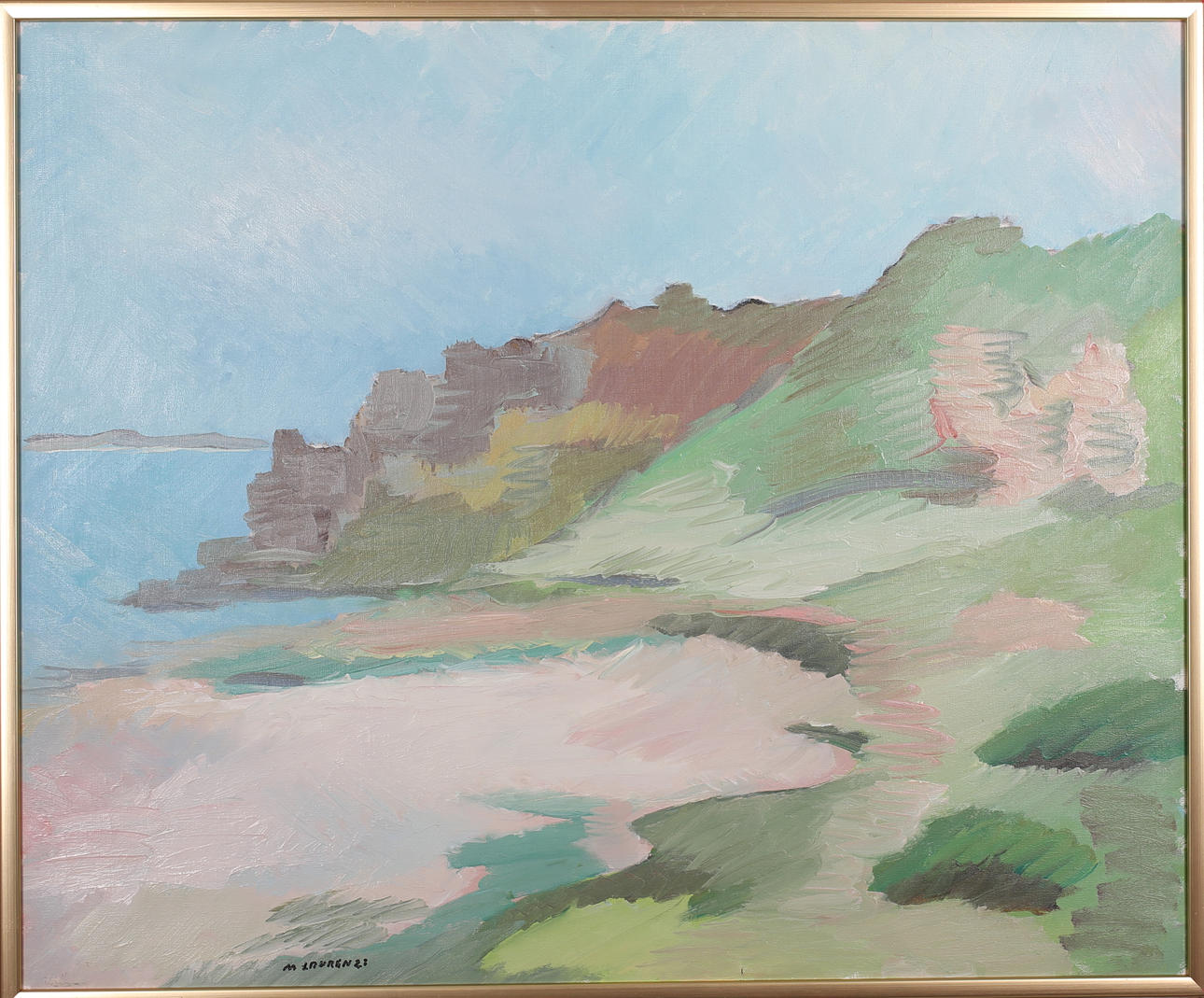 TAVLA, Kustlandskap, olja på duk, signerad M Laurenzi.