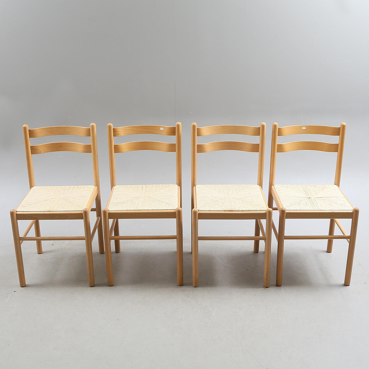 SILLAS, 4 piezas, madera/mimbre, modernas.