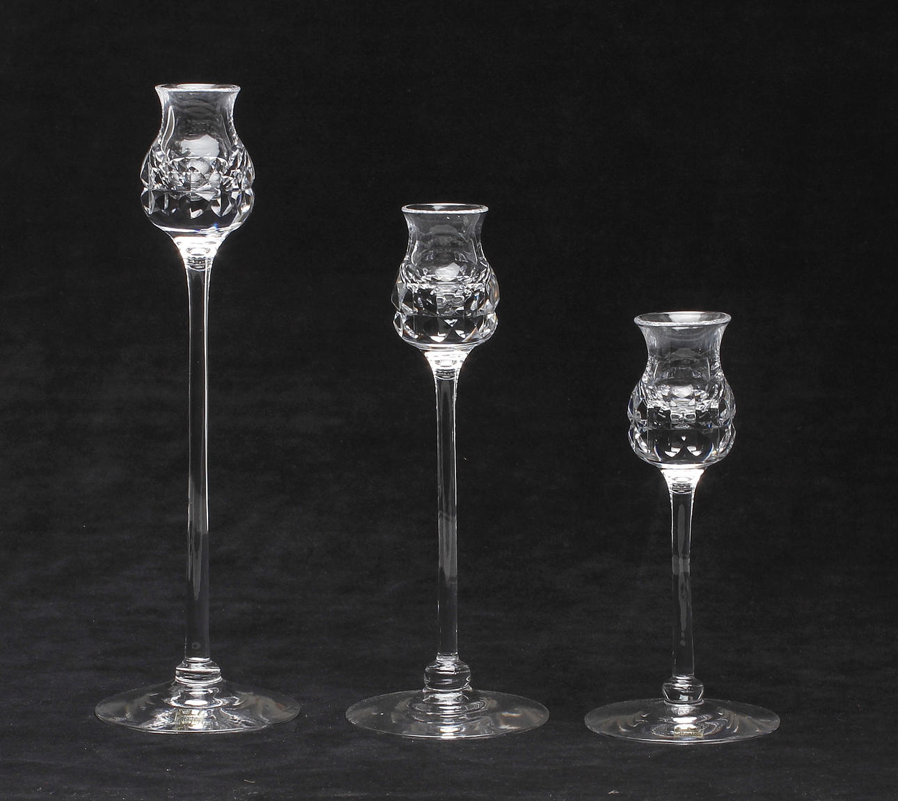 LJUSSTAKAR, 3 st, glas, "Prince", Göran Wärff, Kosta, signerade.