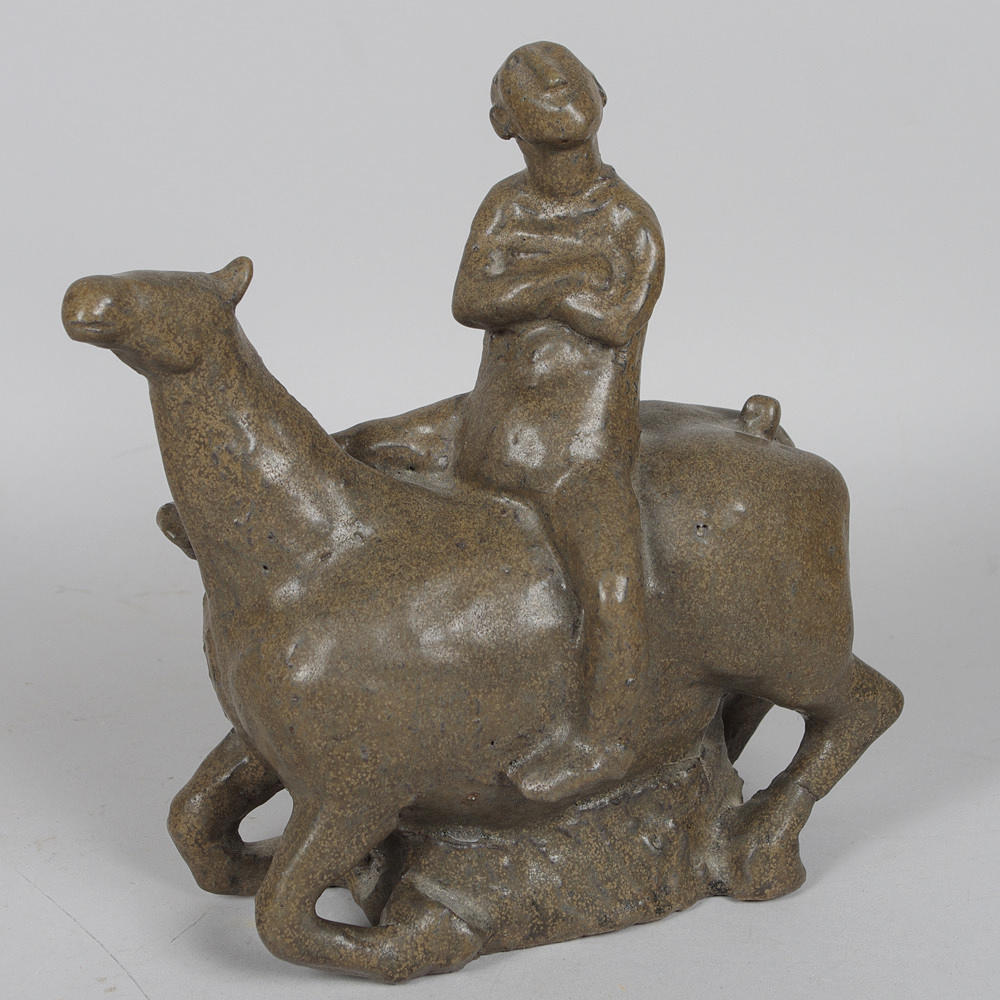 SKULPTUR, keramik, man till häst, Åke Holm.