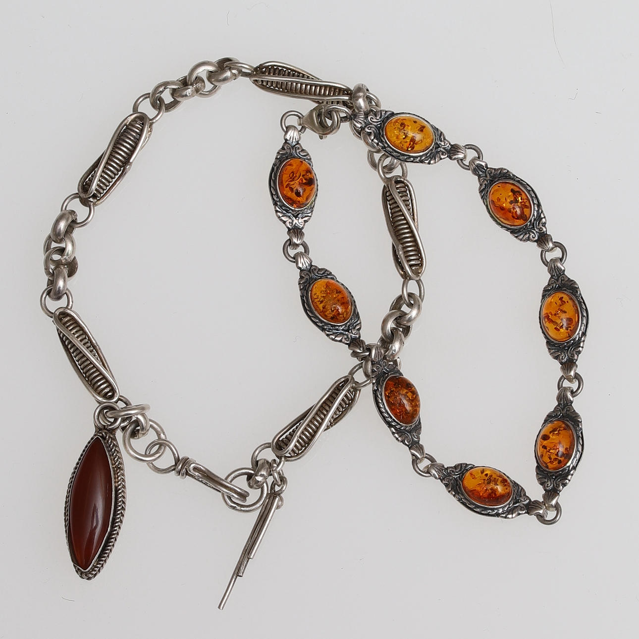 BRACELET & ANCHET, sterling silver, i.a. with amber.