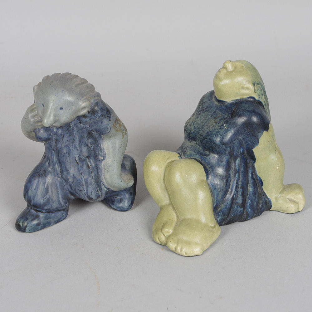 SKULPTURER, 2 stycken, keramik, troll, Åke Holm.