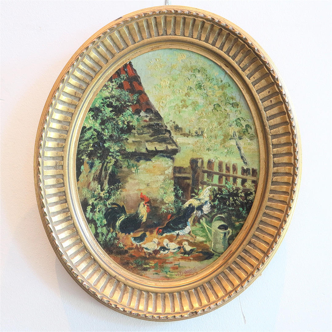 PINTURA GRANJA DE POLLOS.