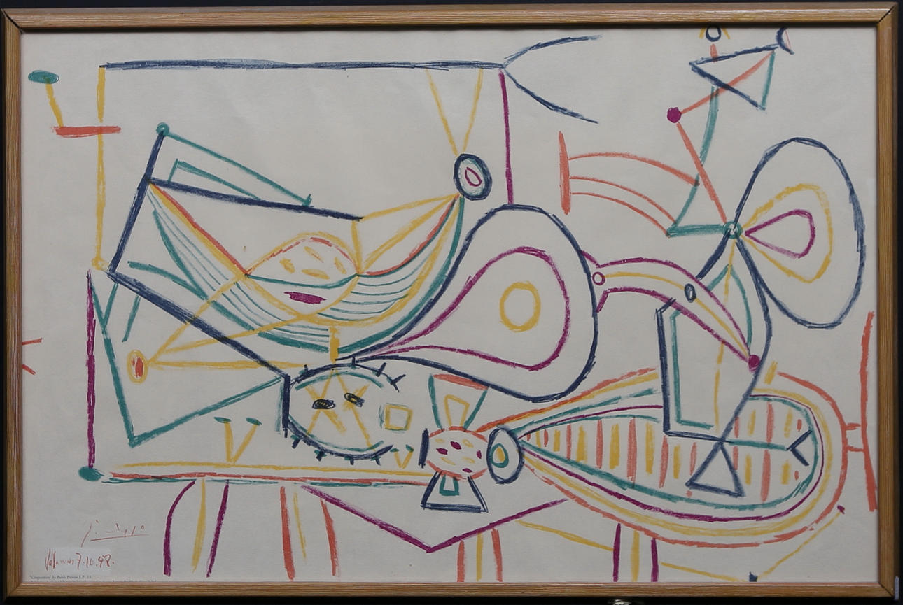 AFTER PABLO PICASSO. "Composition". Graphic sheet. School prints, England.