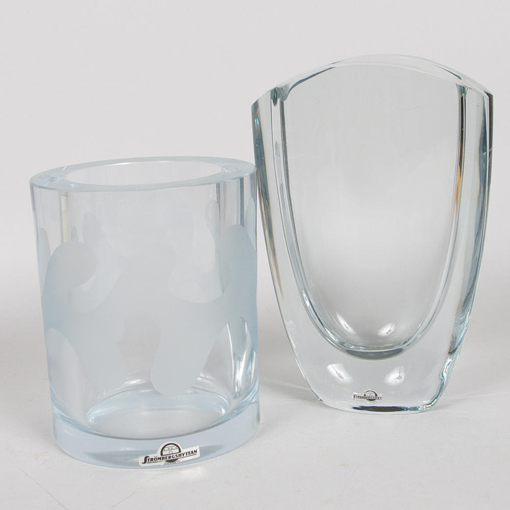 VASER, 2 stycken, kristall, Strömbergshyttan.
