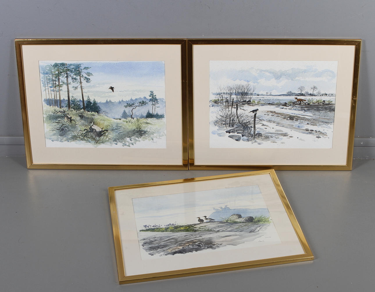 ULF ÅLUND. 3 st., blandteknik, signerade.