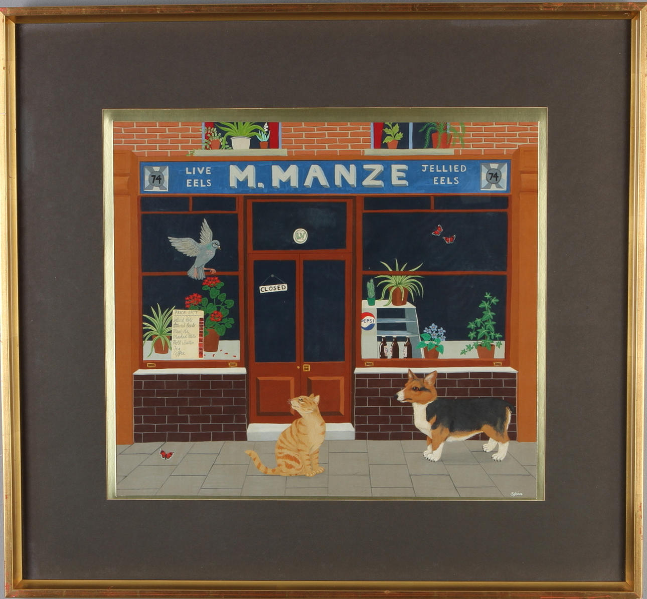 SYLVIA EMMONS. "The shop window", gouache, signed Sylvia.
