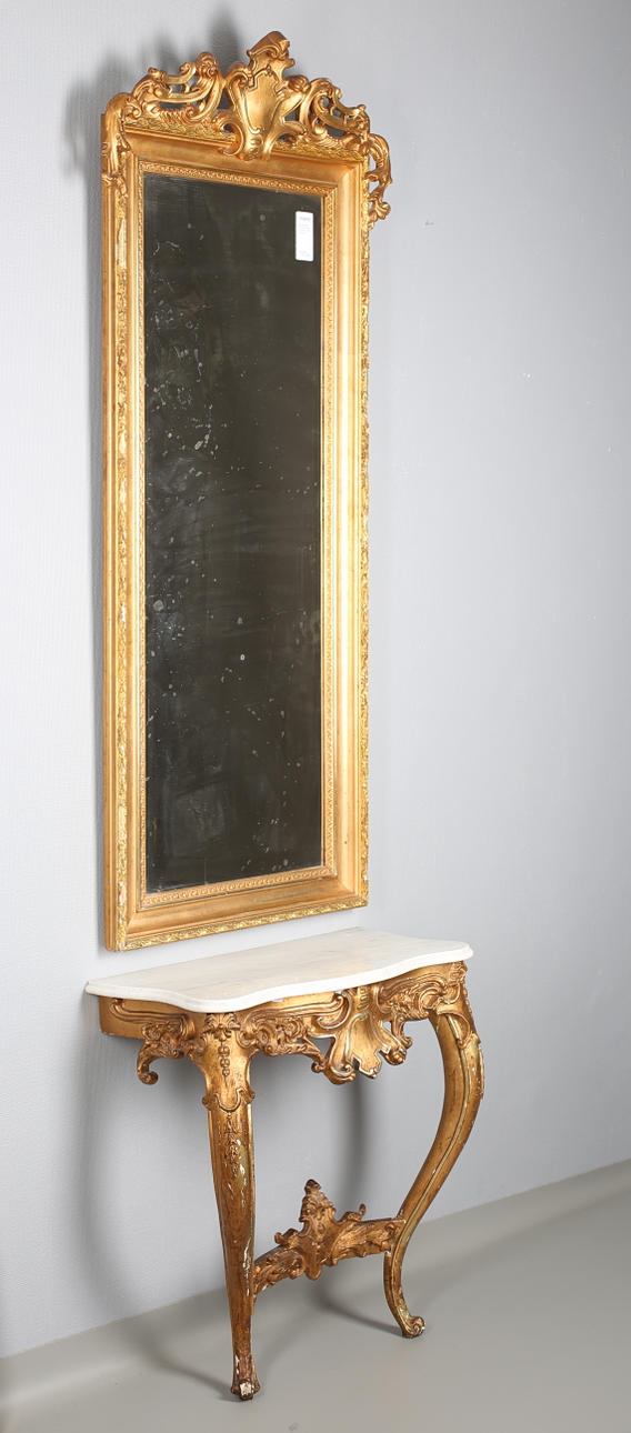 SPEGEL MED KONSOLBORD, nyrokoko, 1800-talets slut.
