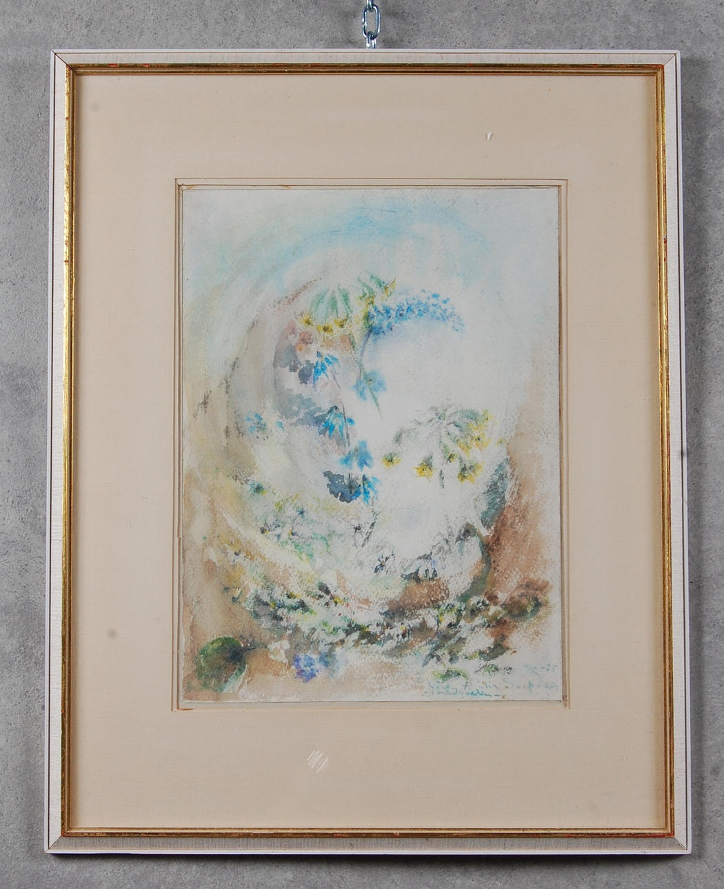 ELIN SVIPDAG. 1905-1987,akvarell, " Våren i trädgården "signerad, daterad -75.