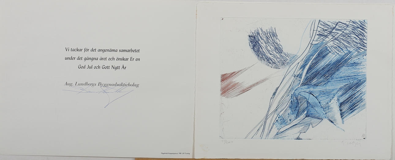 ULF TROTZIG. "Fågelträd. Koppargravyr. Signerad Trozig och numrerad 51/200.