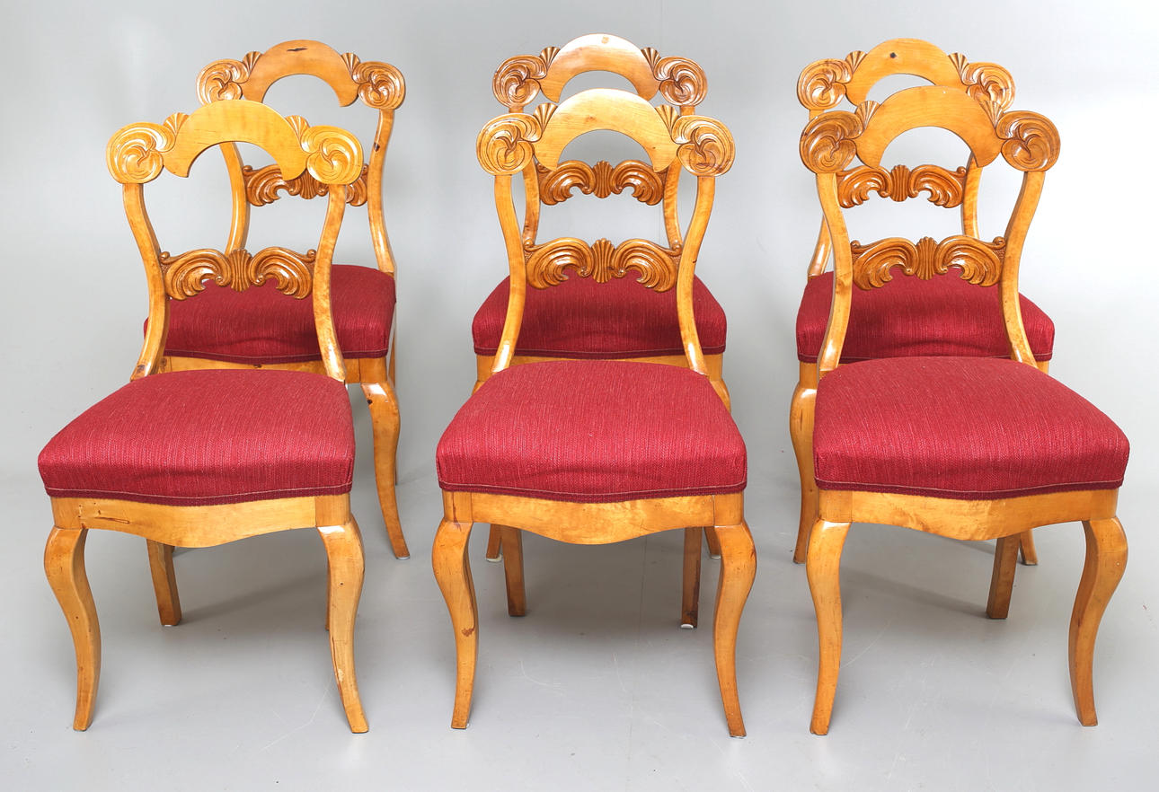 STOLAR, 6 st, Biedermeier ca 1830-40.