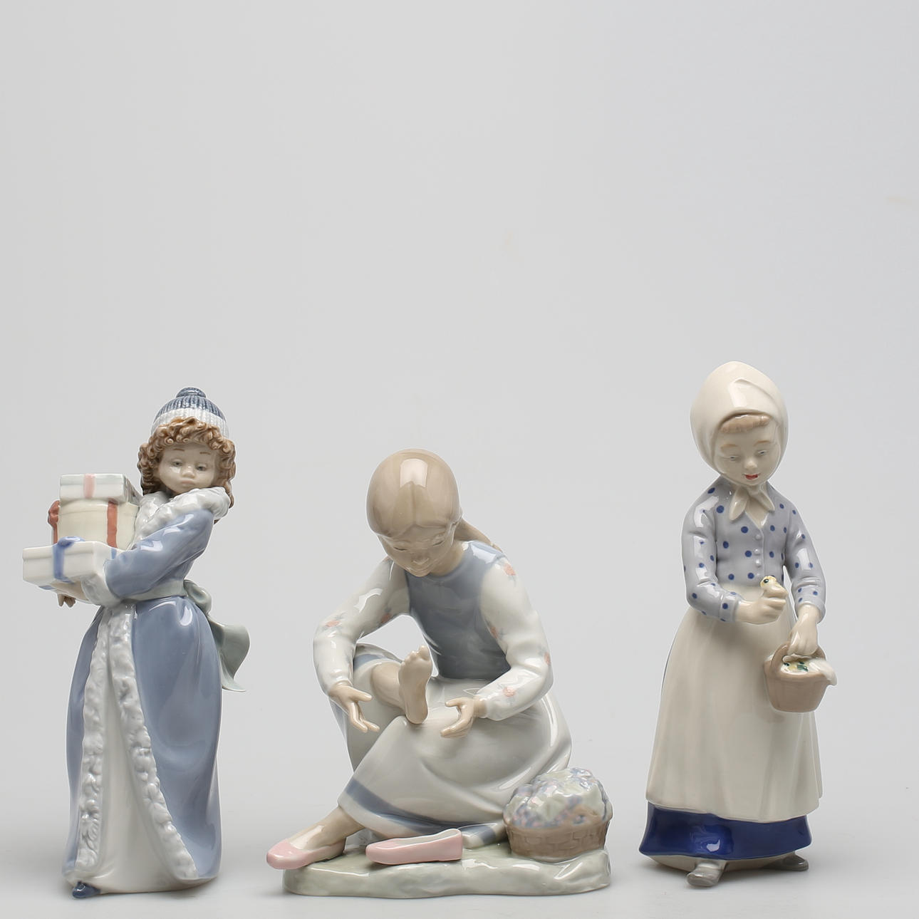 FIGURINER 3 st. Porslin, bl a Lladro, Spanien, Tyskland.