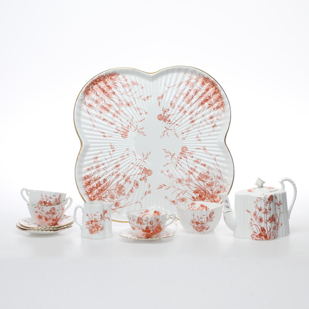 SERVISDELAR, 7 delar, porslin, Wileman & Co, England, omkring sekelskiftet 1900.