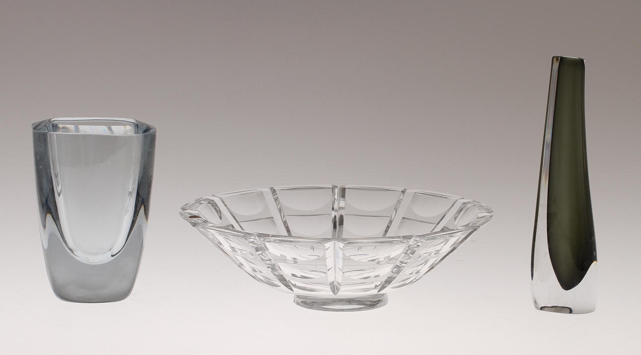 PARTI GLAS, 3 delar, Orrefors och Strömbergshyttan.