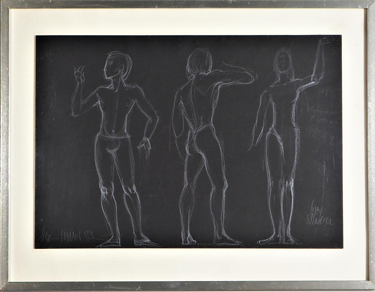 TECKNING, "kroppsstudie", oidentifierad konstnär, signerad- 83.