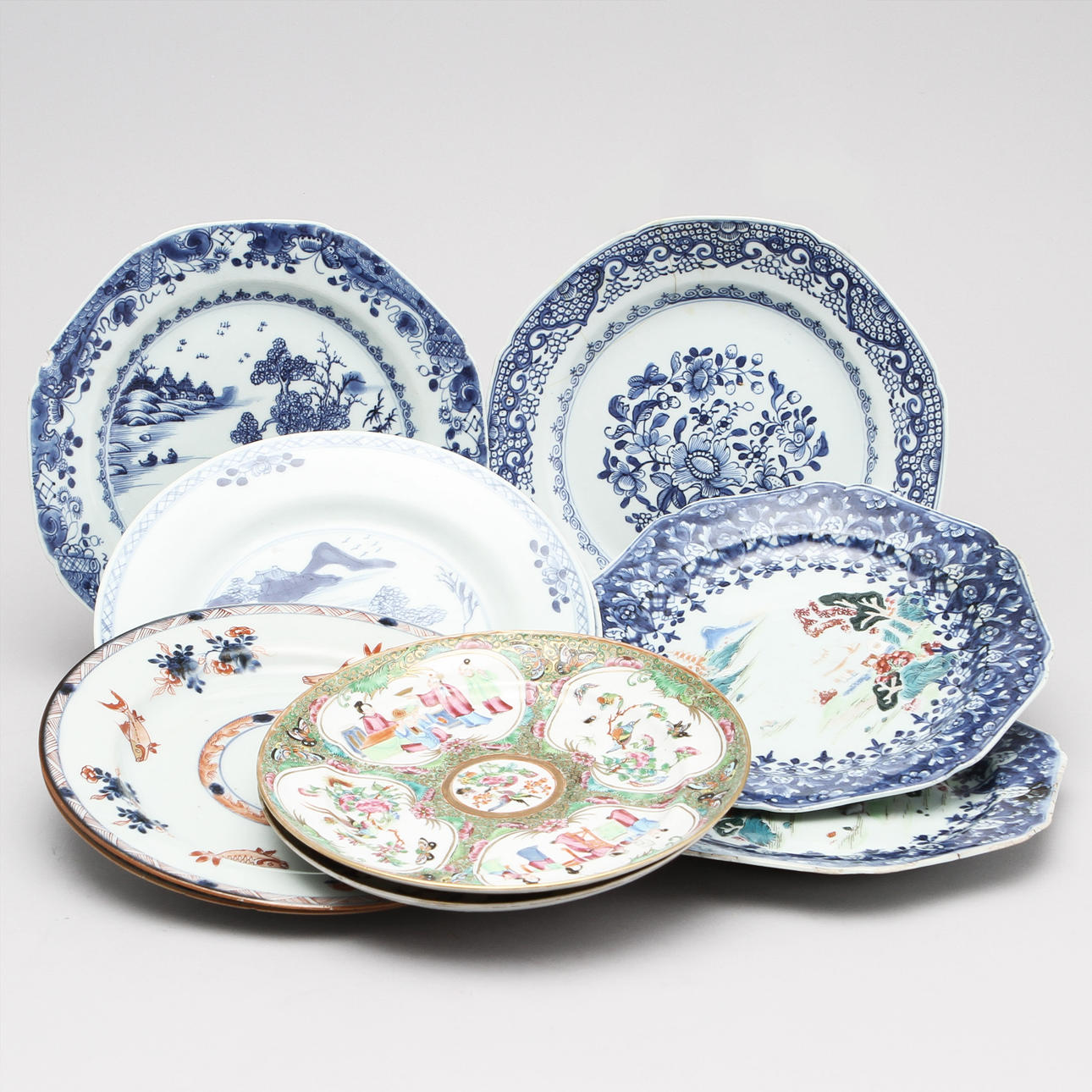 TALLRIKAR, 10 st, 1700- och 1800-tal, Kina.