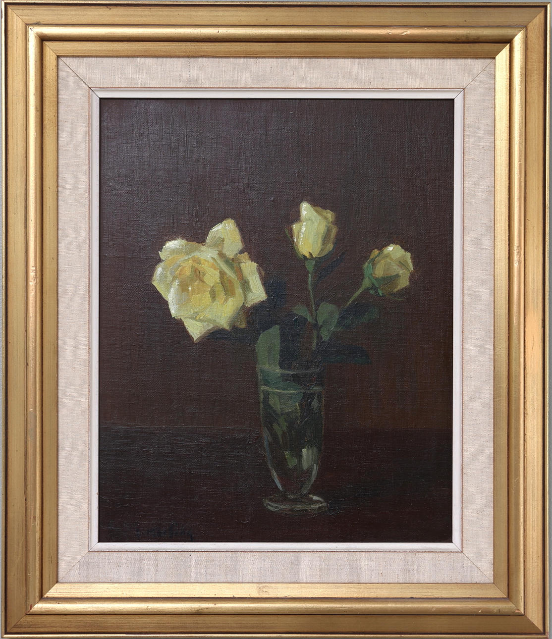 LEOPOLD MORSING. Stilleben med rosor i vas, signerad L Morsing.