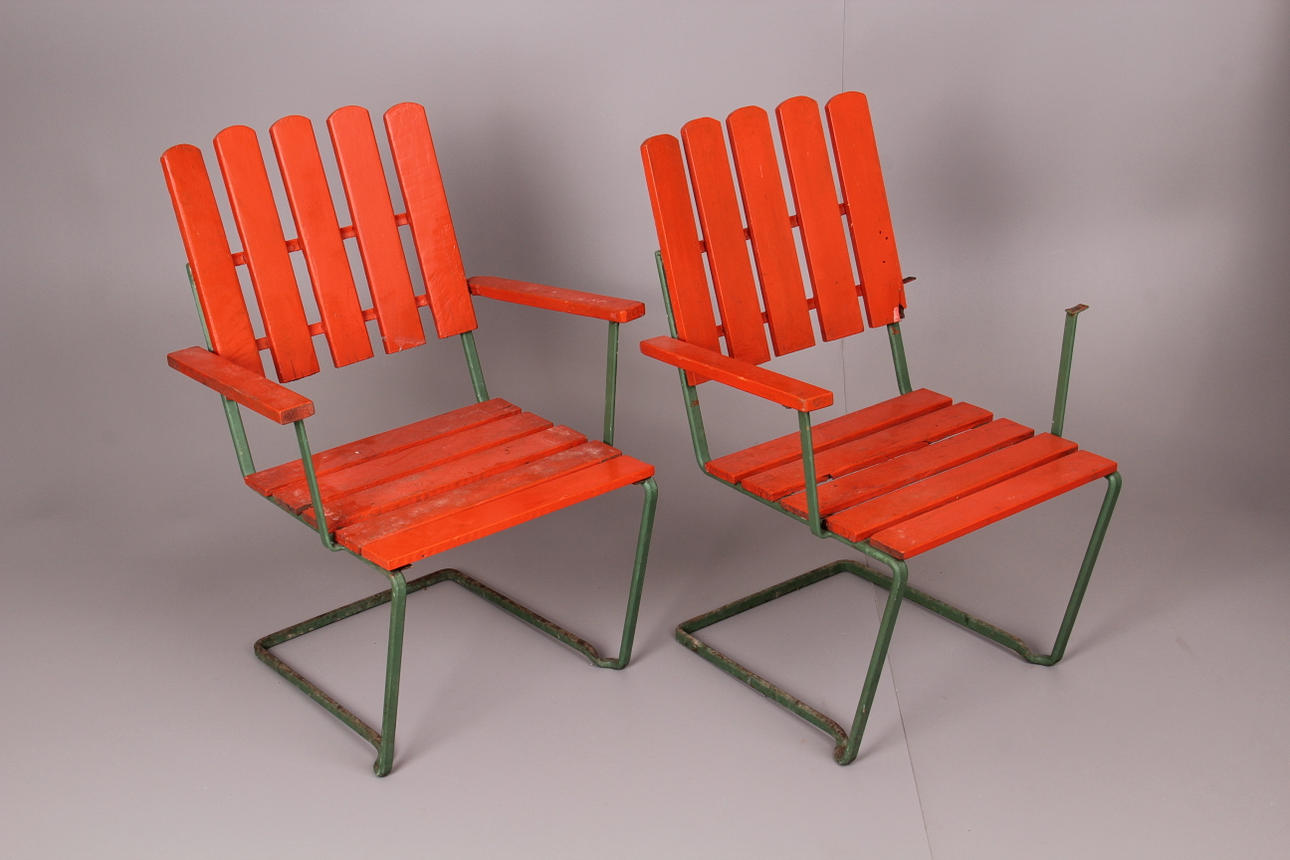 TRÄDGÅRDSSTOLAR, ett par, modell A 2, Grythyttan, 1900-tal.