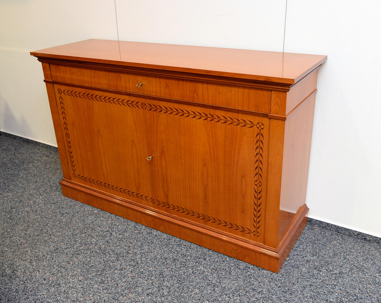 SIDEBOARD. Cherry with olive leaf inlays.