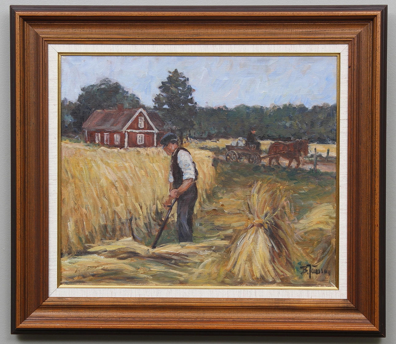 BROR JÖNSSON. Skördetid. Olja på duk. Signerad B.Jönsson.