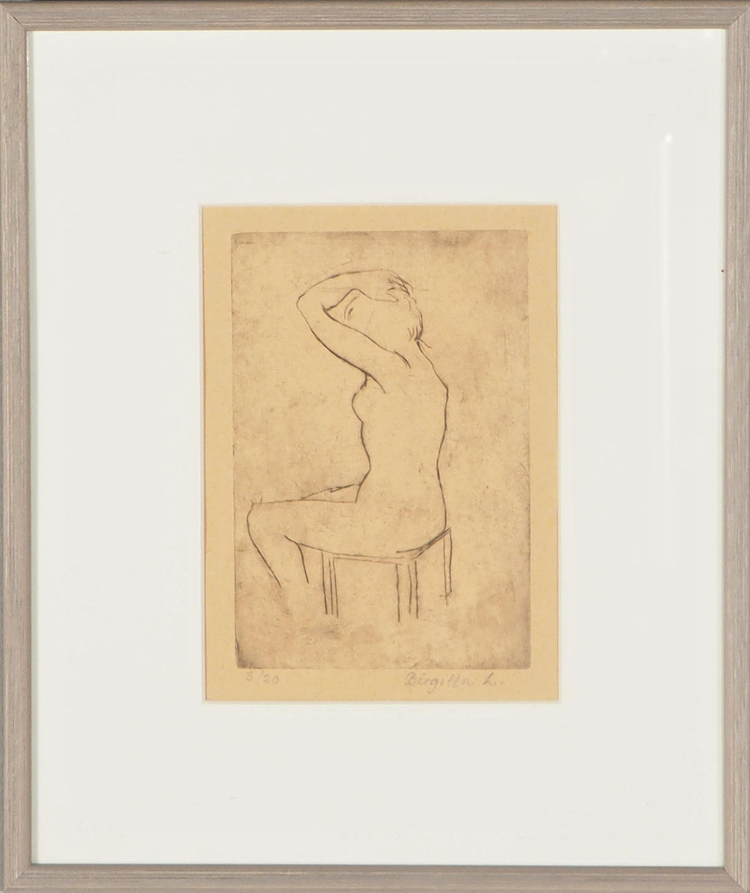 BIRGITTA LUNDH. litografi, "Stillhet".