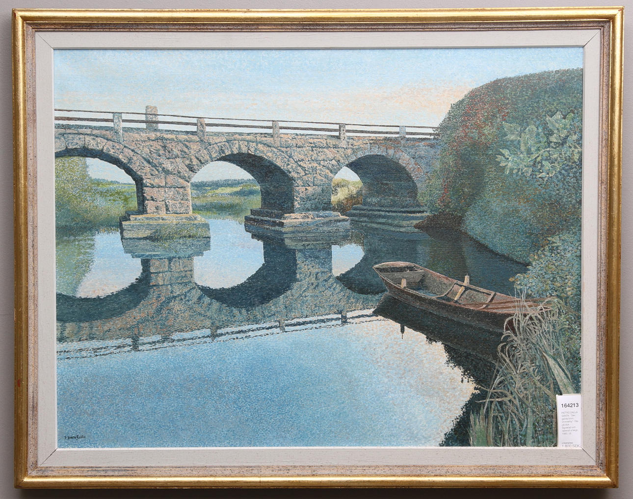 PIETRO DALLA SANTA. "Den gamla bron, Vimmerby". Olja på duk. Signerad och daterad a tergo 1983.