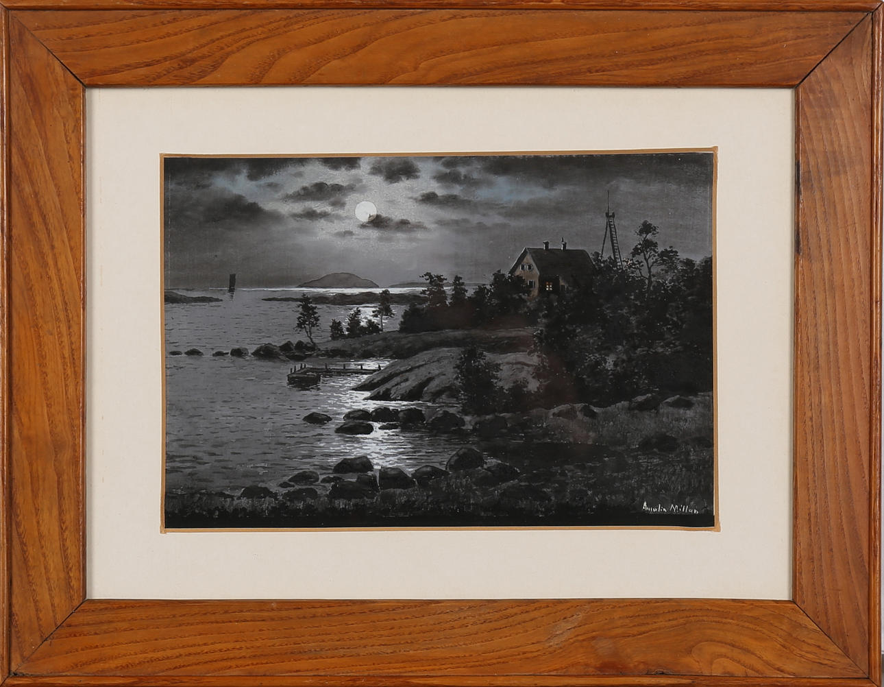 AMALIA MILLAR. Skärgårdsmotiv. Akvarell, signerad.