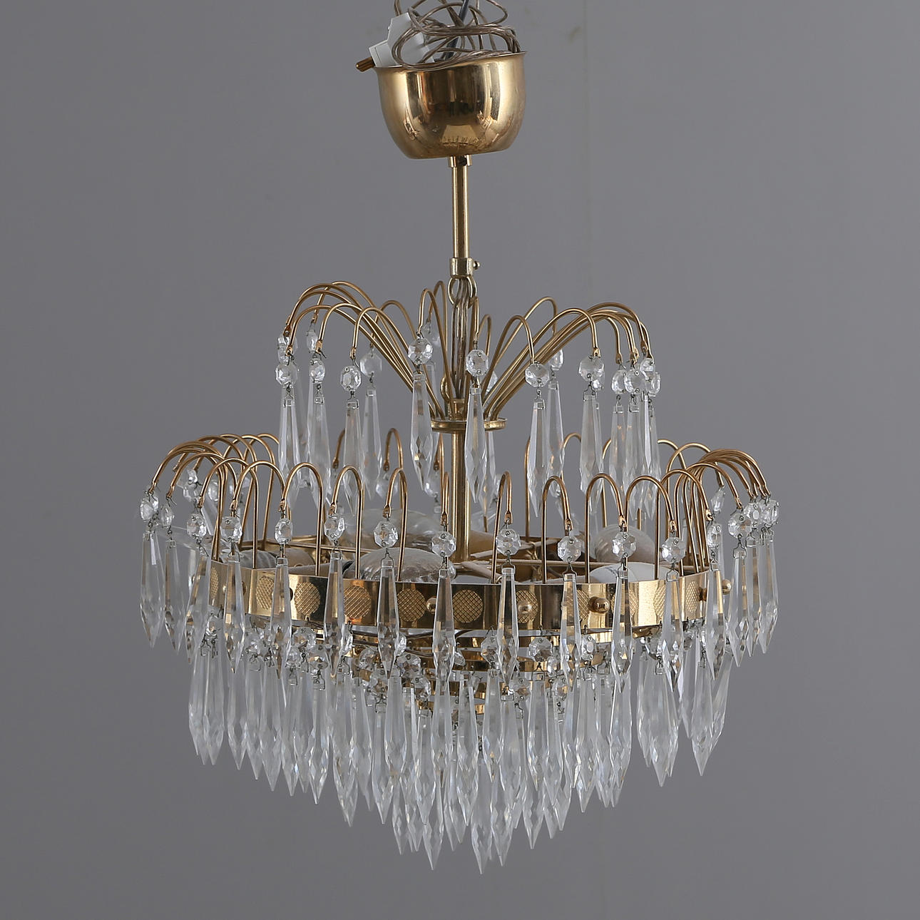 TAKLAMPA, glas/metall, 1900-tal. Belysning & Lampor - Taklampor - Auctionet