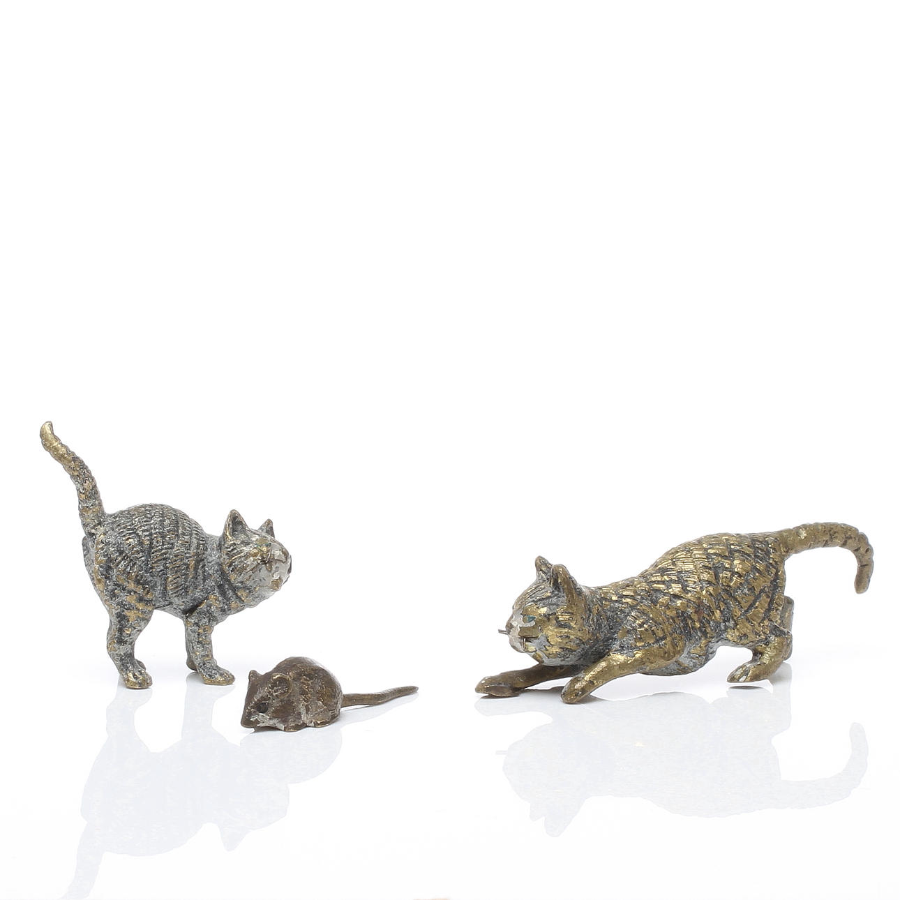 FIGURINER, 3 st, Katter och mus, sk wienerbronser.
