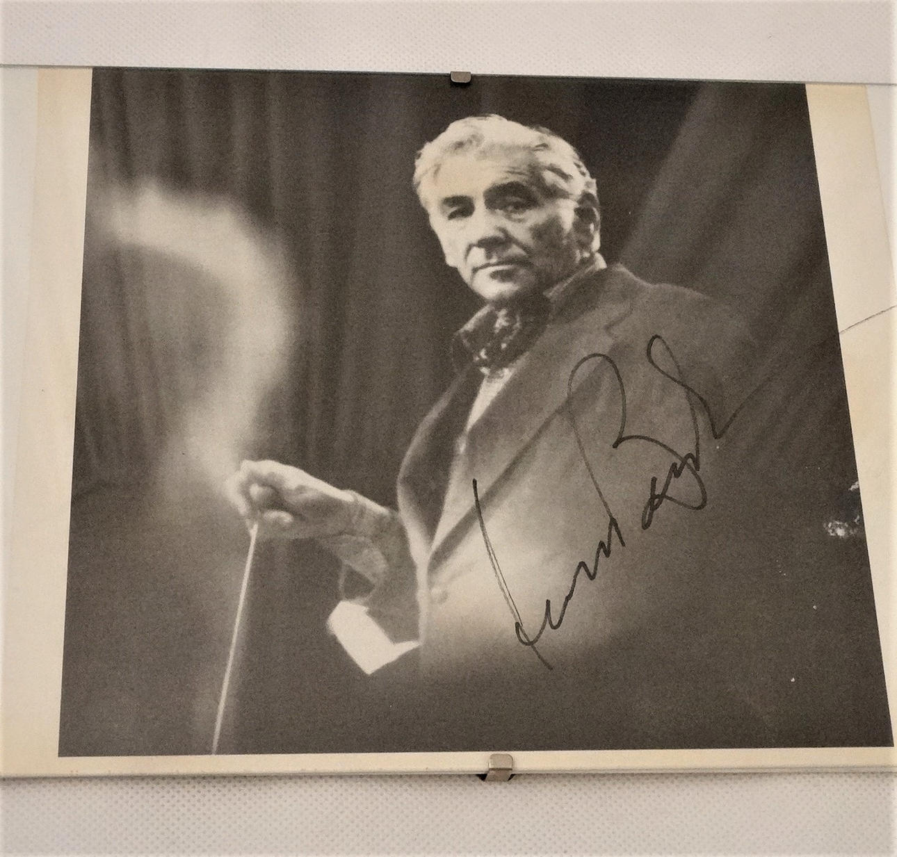 LEONARD BERNSTEIN: autograph with picture, around 1970.