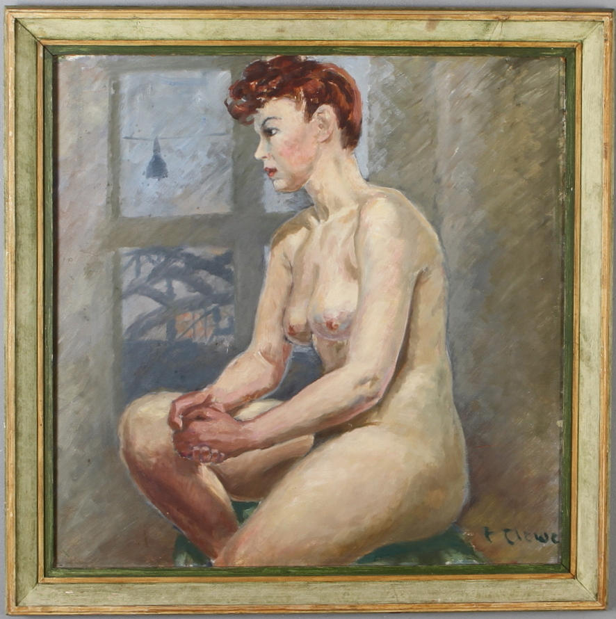 OIDENTIFIERAD KONSTNÄR. Kvinnostudie, olja på pannå, signerad.