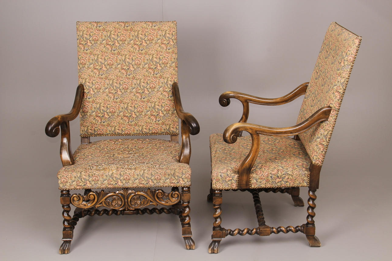 KARMSTOLAR, 2st. barockstil, 1900-tal.