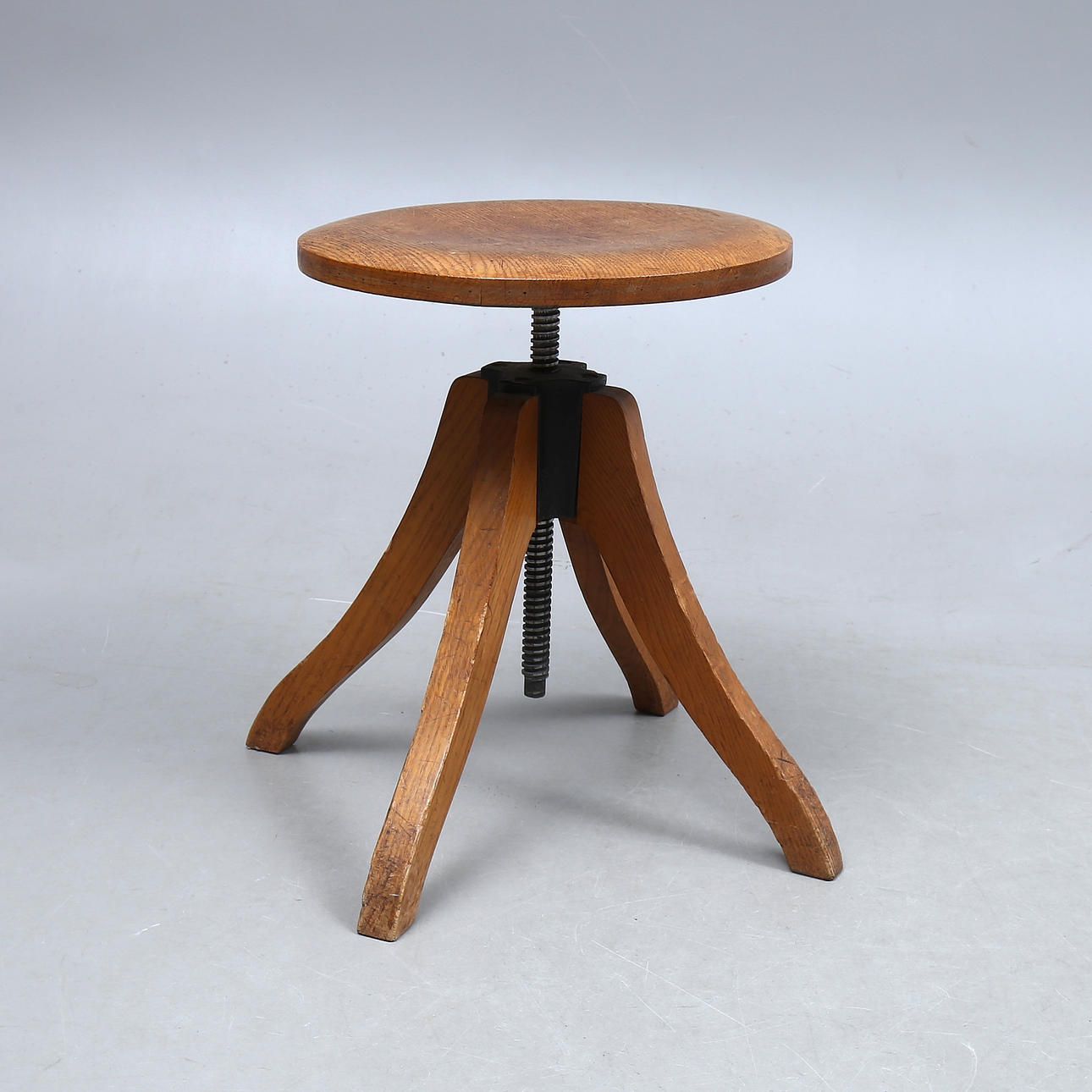 STOOL, oak, swivel model, 20th century.
