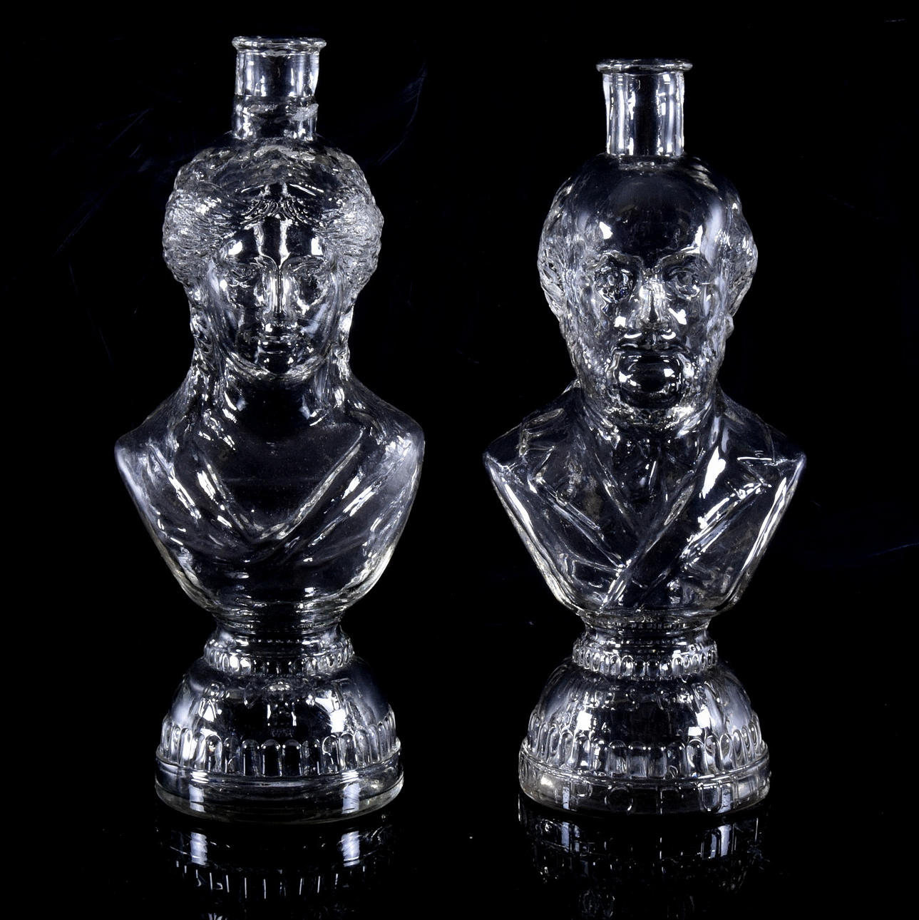 FLASKOR, 2 st, glas, 1900-tal.