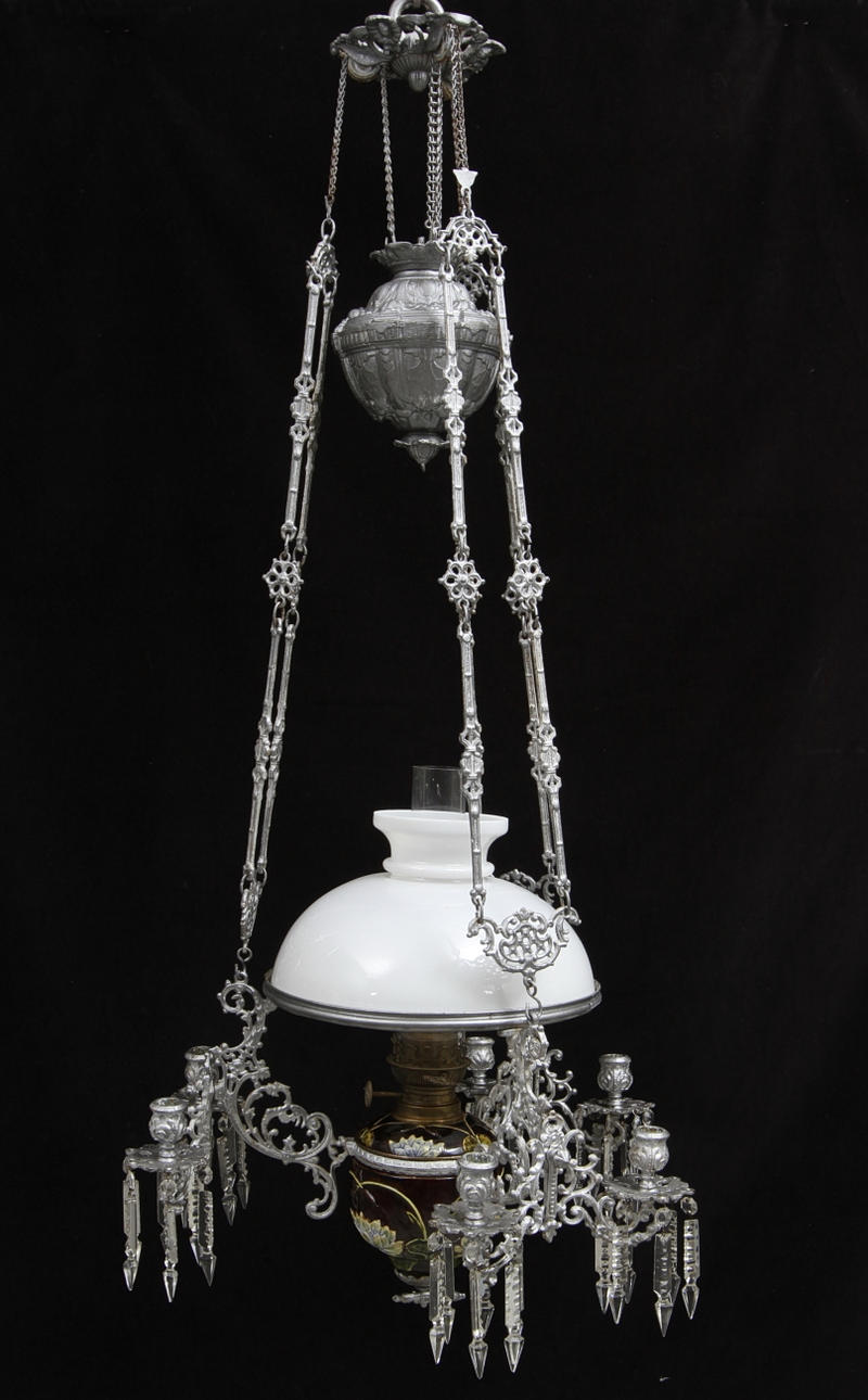 FOTOGENLAMPA, takmodell, sent 1800-tal. Total höjd ca 120 cm.