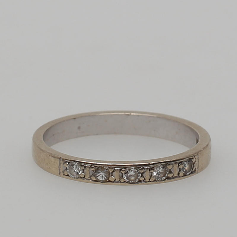 RING, allians, 14 K vitguld, 5 st. diamanter, 0,10 ct, Wesselton.