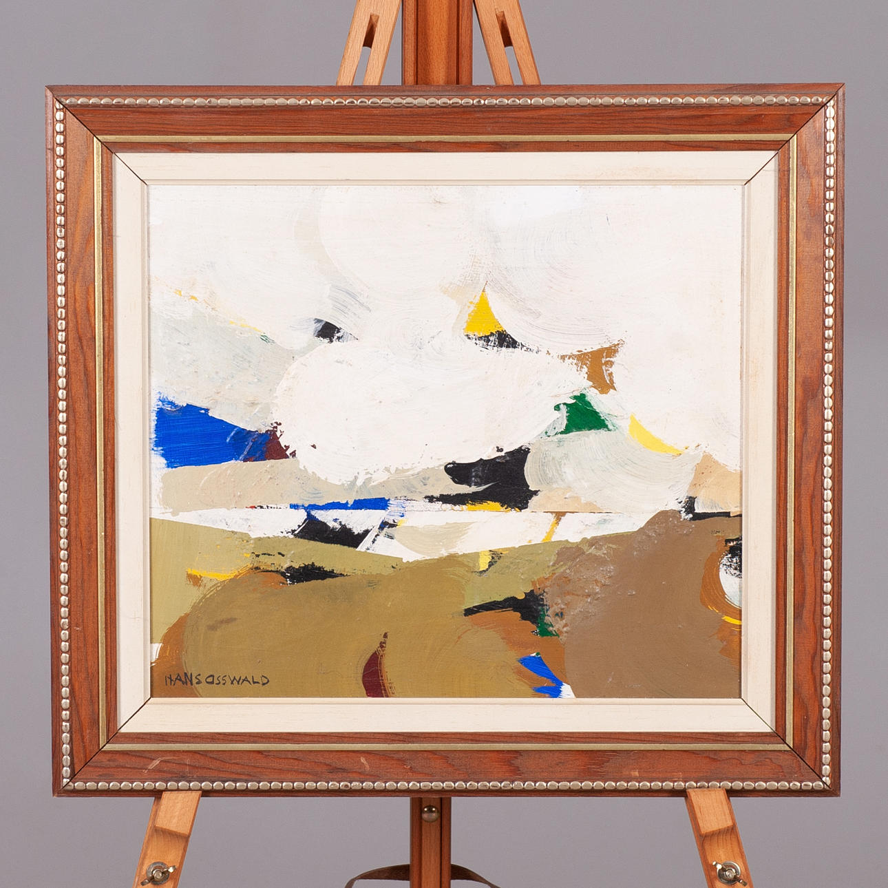 HANS OSSWALD. Oil on Board, composition, signed.