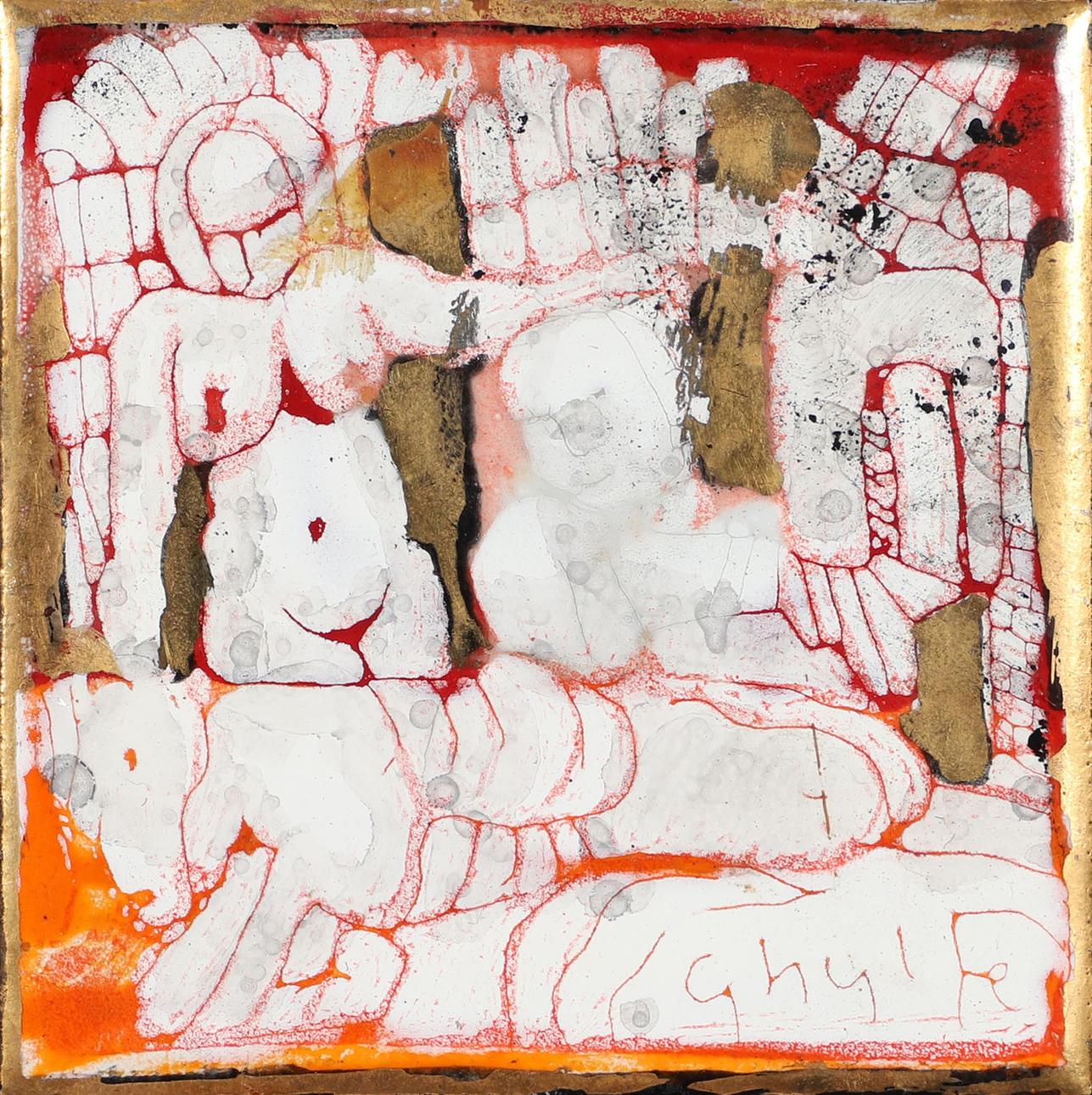 STIG GHYLFE. "Blodsoffer", emaljmålning, signerad -89.