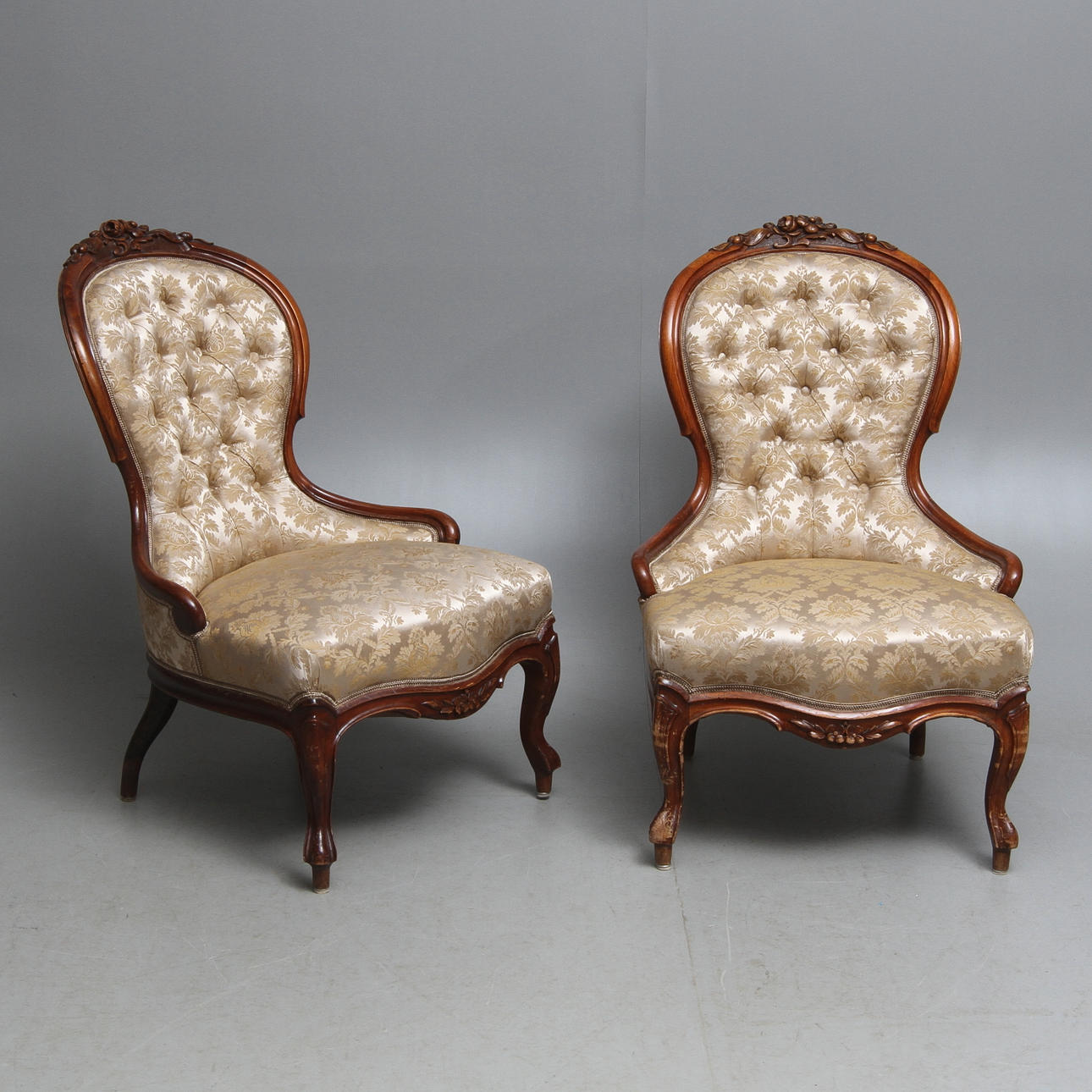 FÅTÖLJER 1 par, nyrokoko, 1800-tal.