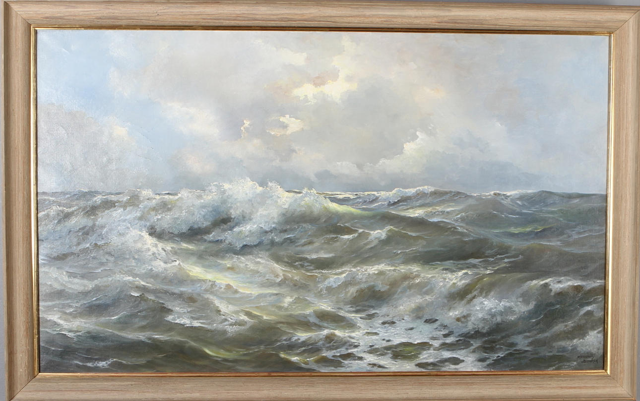 MEEUWIS VAN BUUREN. Marint motiv, olja på duk, signerad.