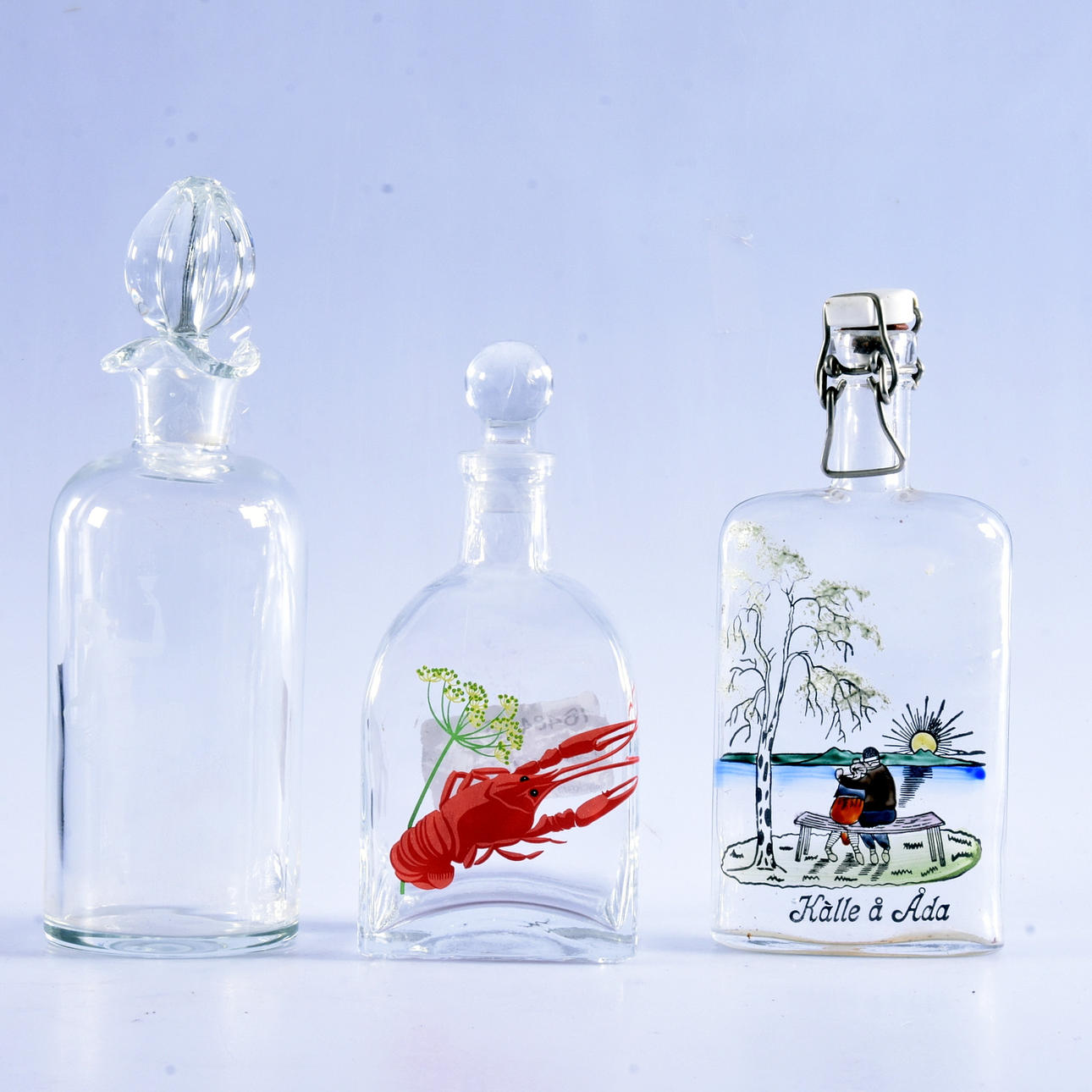 PLUNTA SAMT KARAFFER, 3-stycken, 1900-tal.